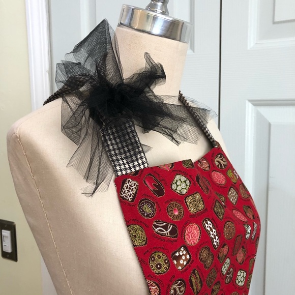 NEW Pinafore Apron Hostess Novelty Reversible Cottage Core Custom Made Sz L - Picture 6 of 16